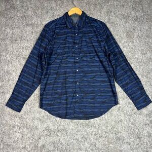 Robert Graham Navy and Black Camouflage Button-Up Shirt Size Large